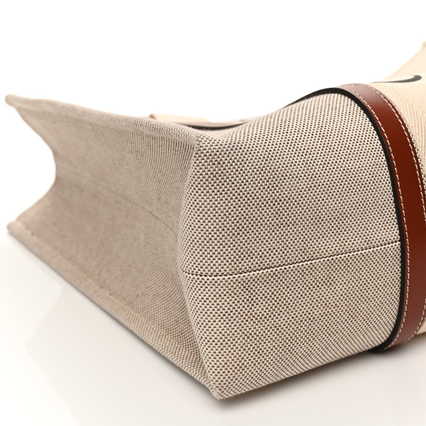 Chloe Cotton Calfskin Large Woody Ribbon Tote White Brown