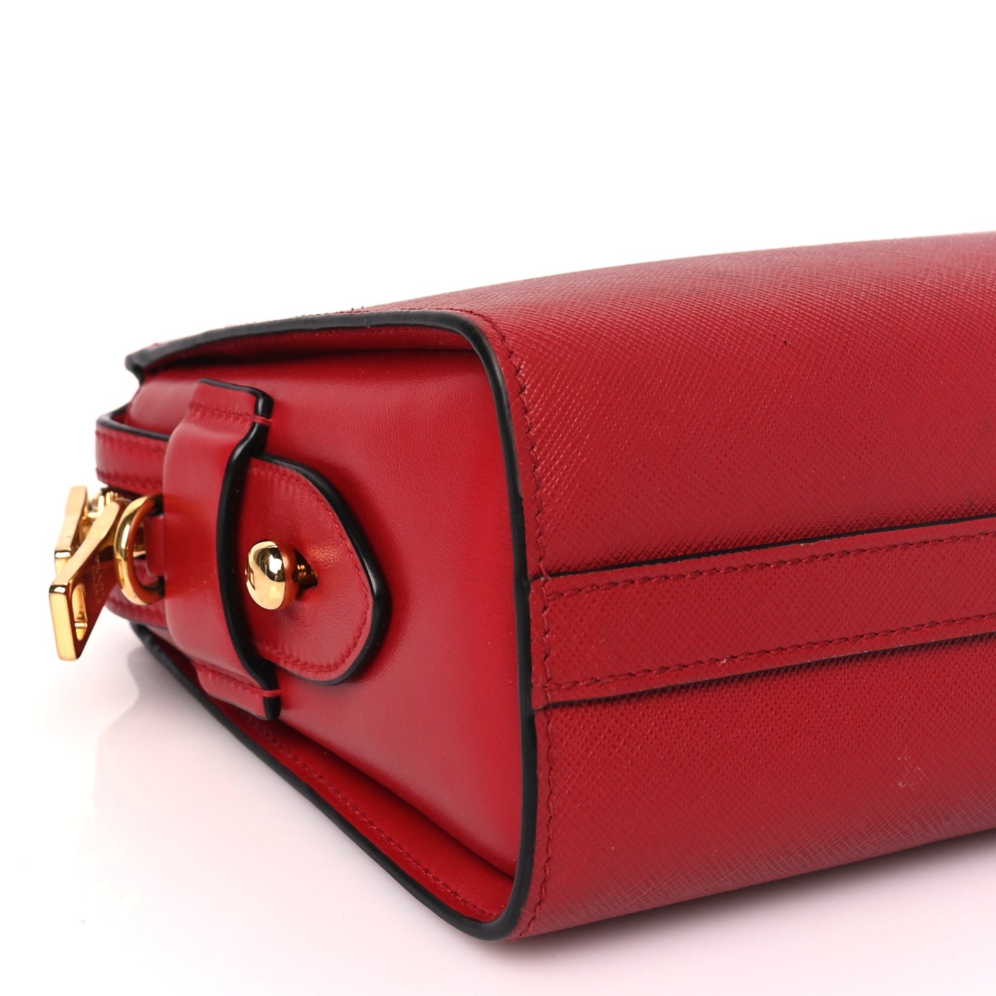 Prada Saffiano Soft Calfskin Esplanade Crossbody Bag Fuoco