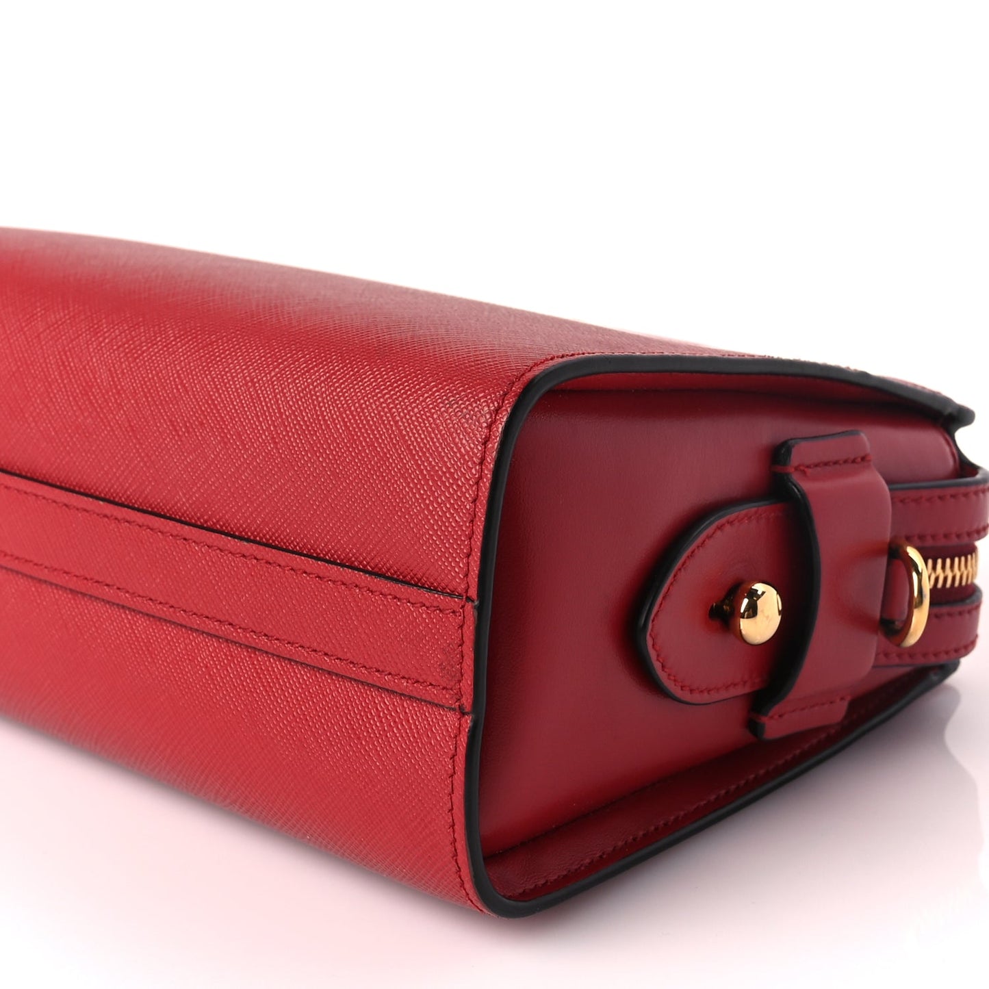 Prada Saffiano Soft Calfskin Esplanade Crossbody Bag Fuoco