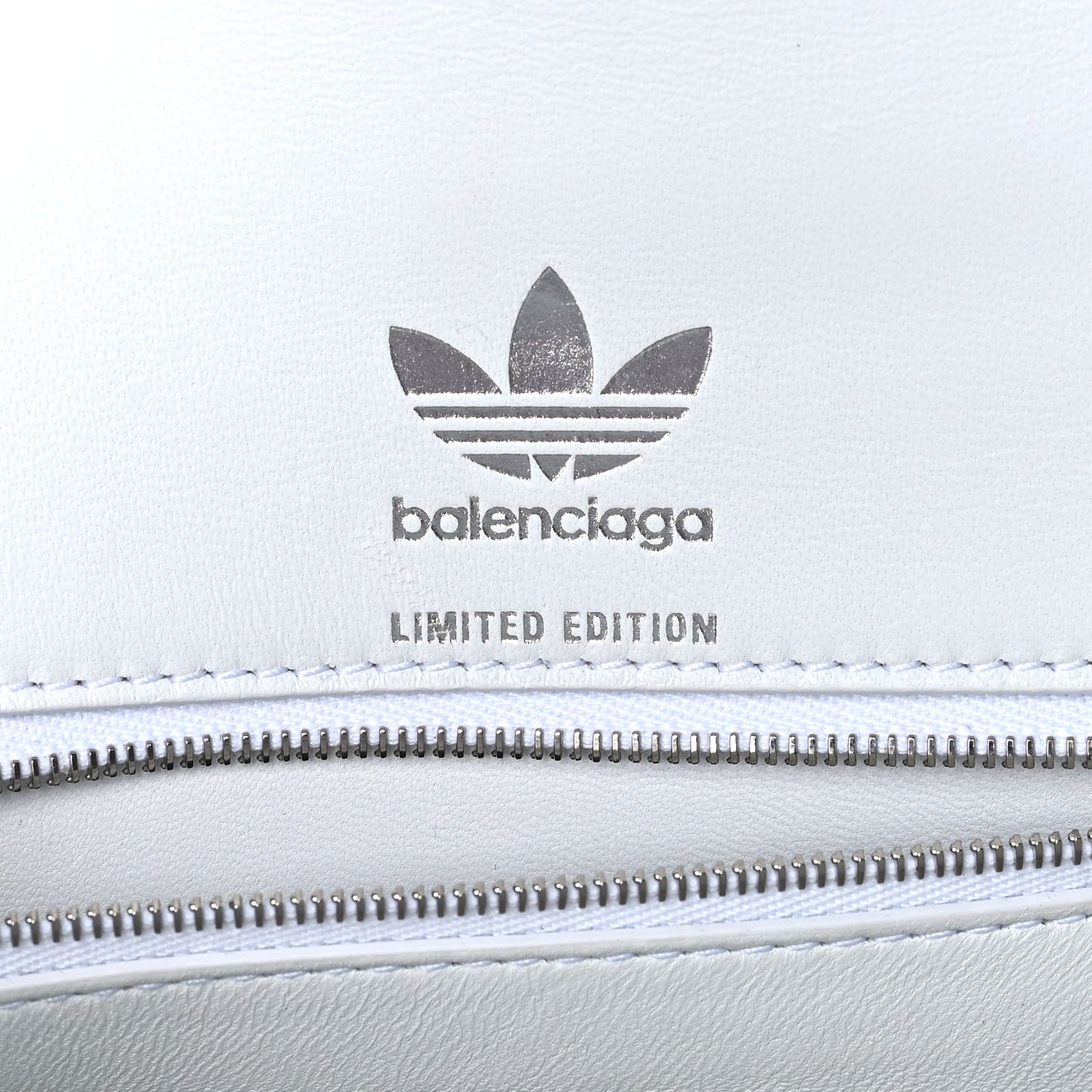 Balenciaga X ADIDAS Shiny Box Calfskin Small Hourglass Top Handle Bag  Off White Black