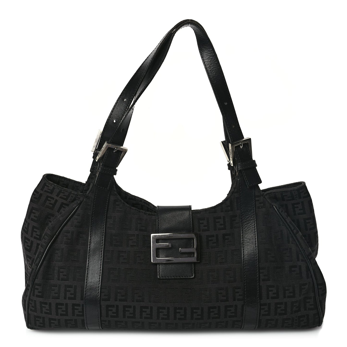 Fendi Zucchino Vitello Shoulder Bag Black