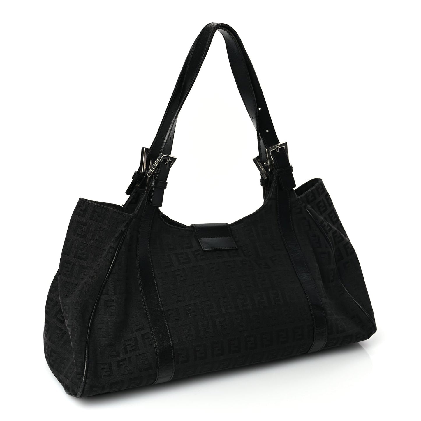 Fendi Zucchino Vitello Shoulder Bag Black