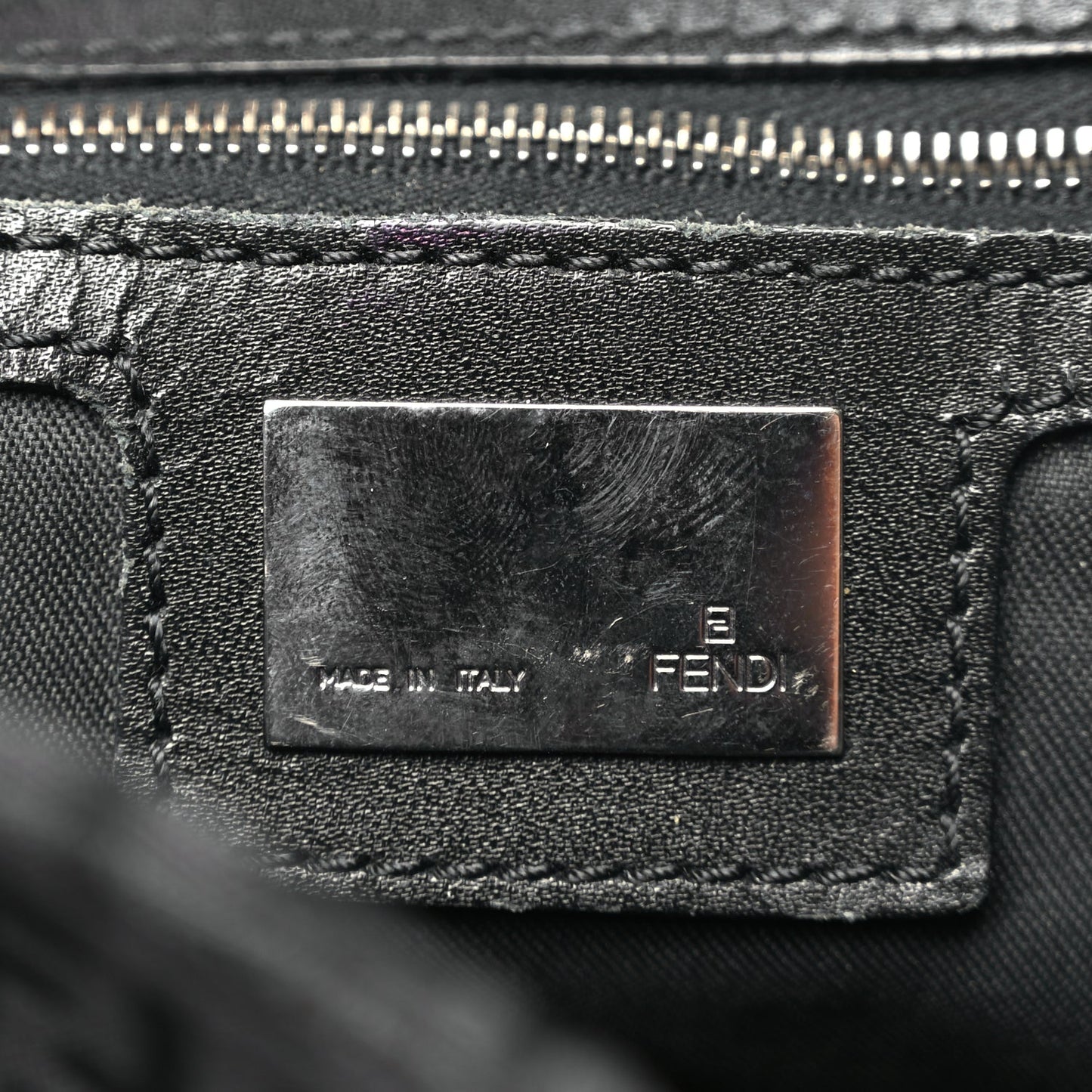 Fendi Zucchino Vitello Shoulder Bag Black