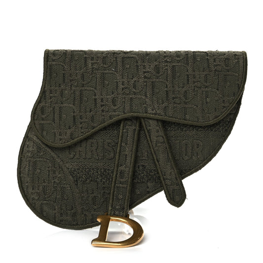 Christian Dior Oblique Embroidered Saddle Belt Pouch Green