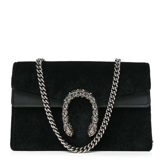 Gucci Velvet Super Mini Dionysus Shoulder Bag Black