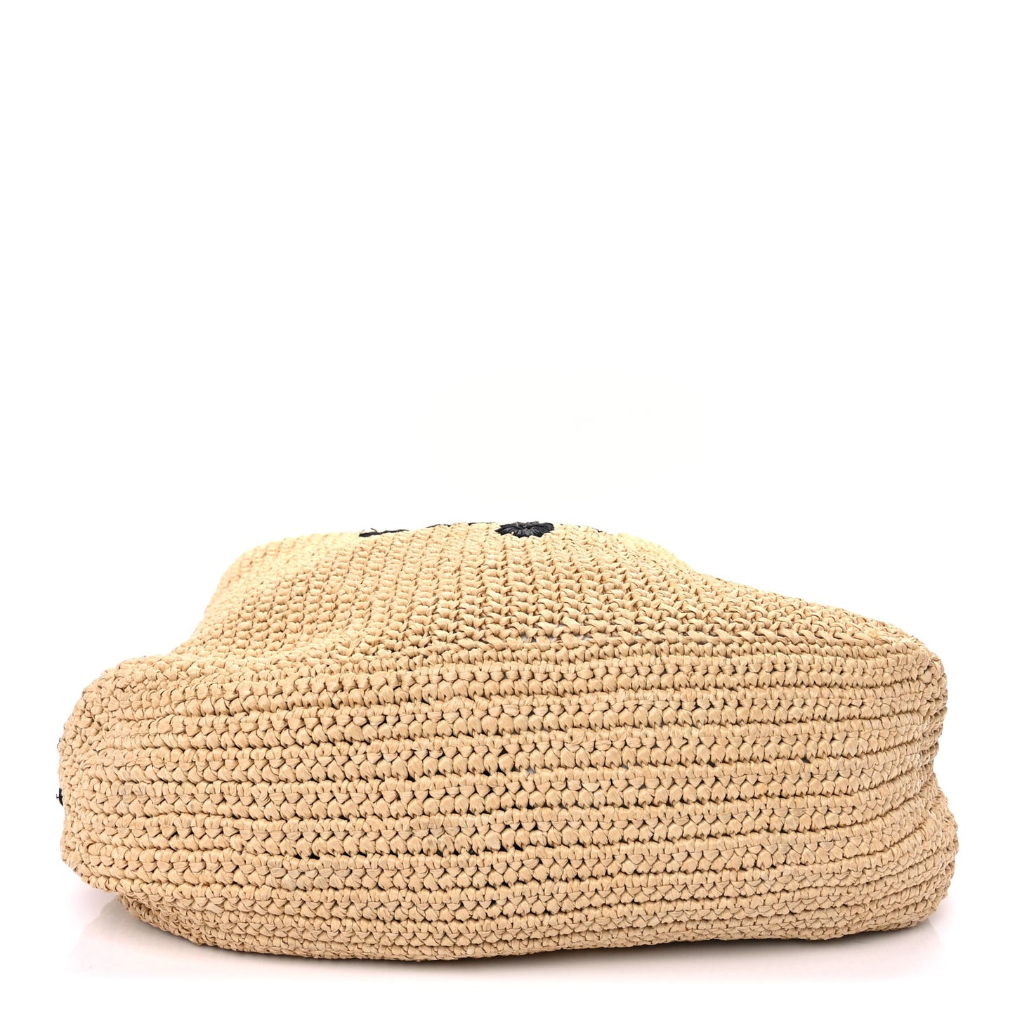Prada Yarn Raffia Effect Crochet Embroidered Logo Tote Naturale