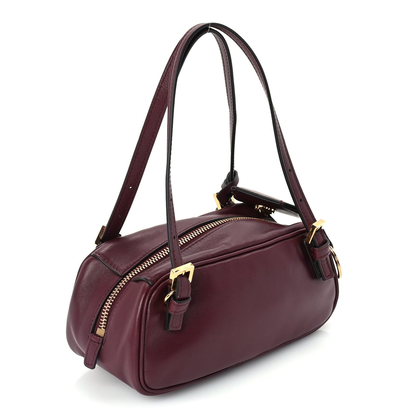 Versace Lambskin Mini Tag Bowling Bag Burgundy