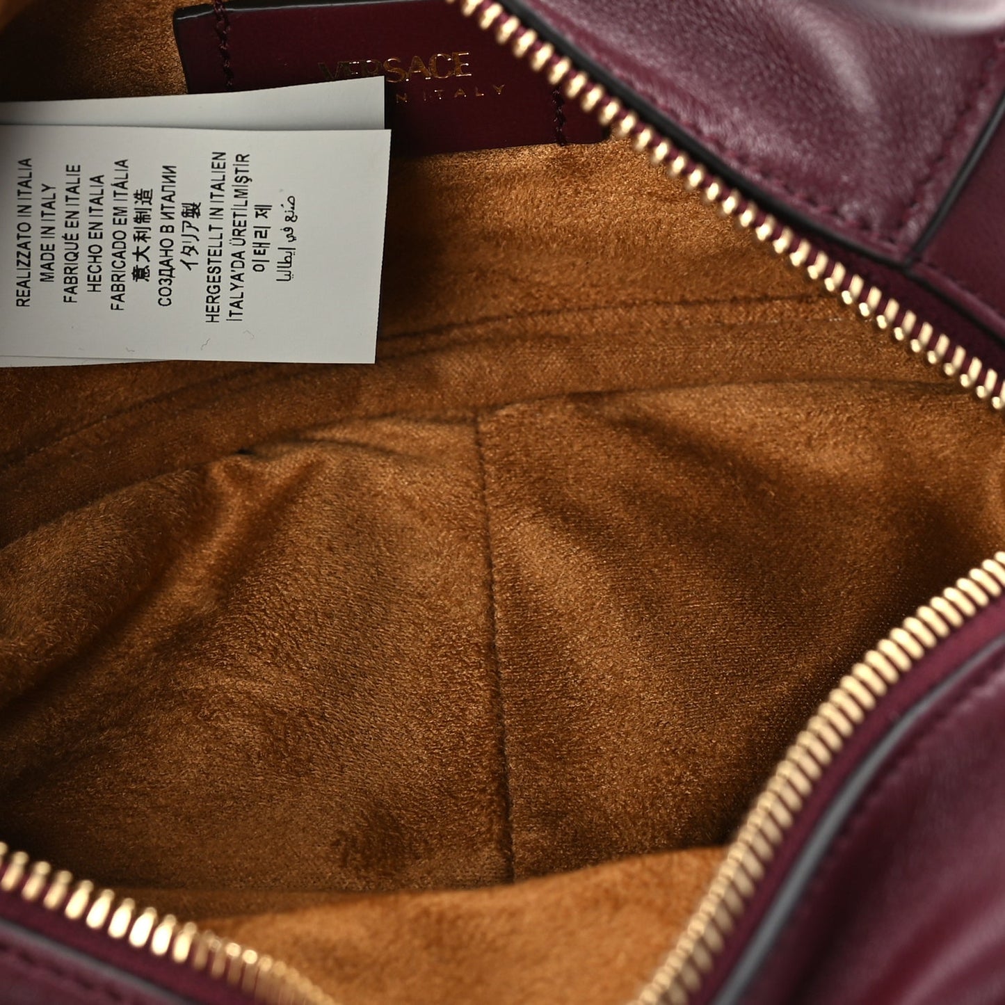 Versace Lambskin Mini Tag Bowling Bag Burgundy