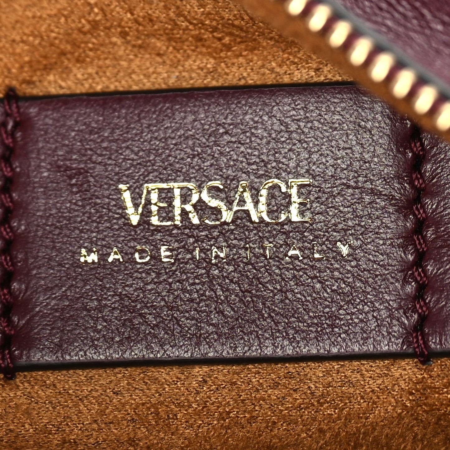 Versace Lambskin Mini Tag Bowling Bag Burgundy