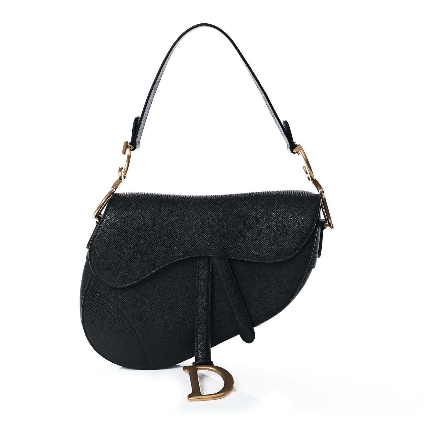 Christian Dior Grained Calfskin Saddle Bag Black