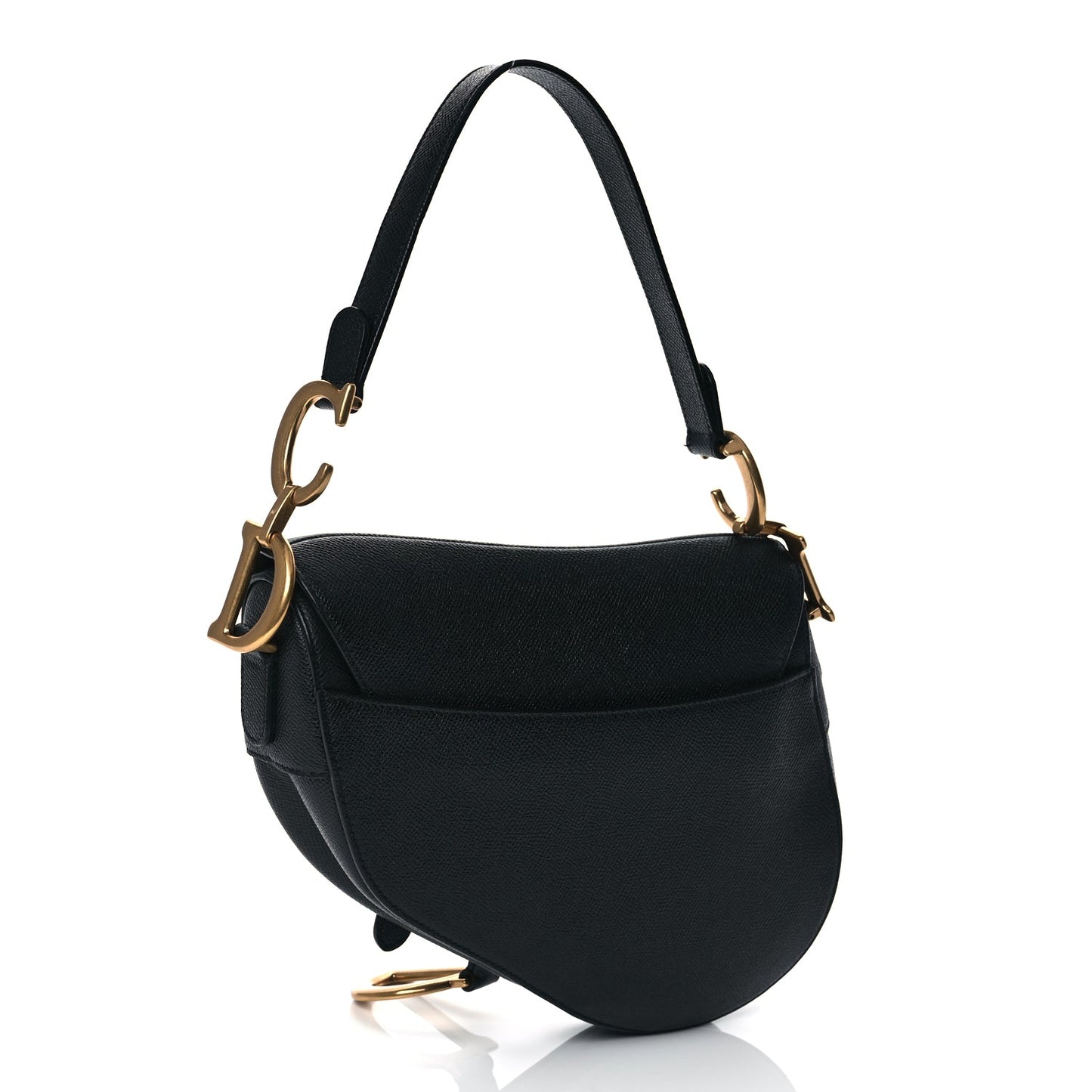 Christian Dior Grained Calfskin Saddle Bag Black