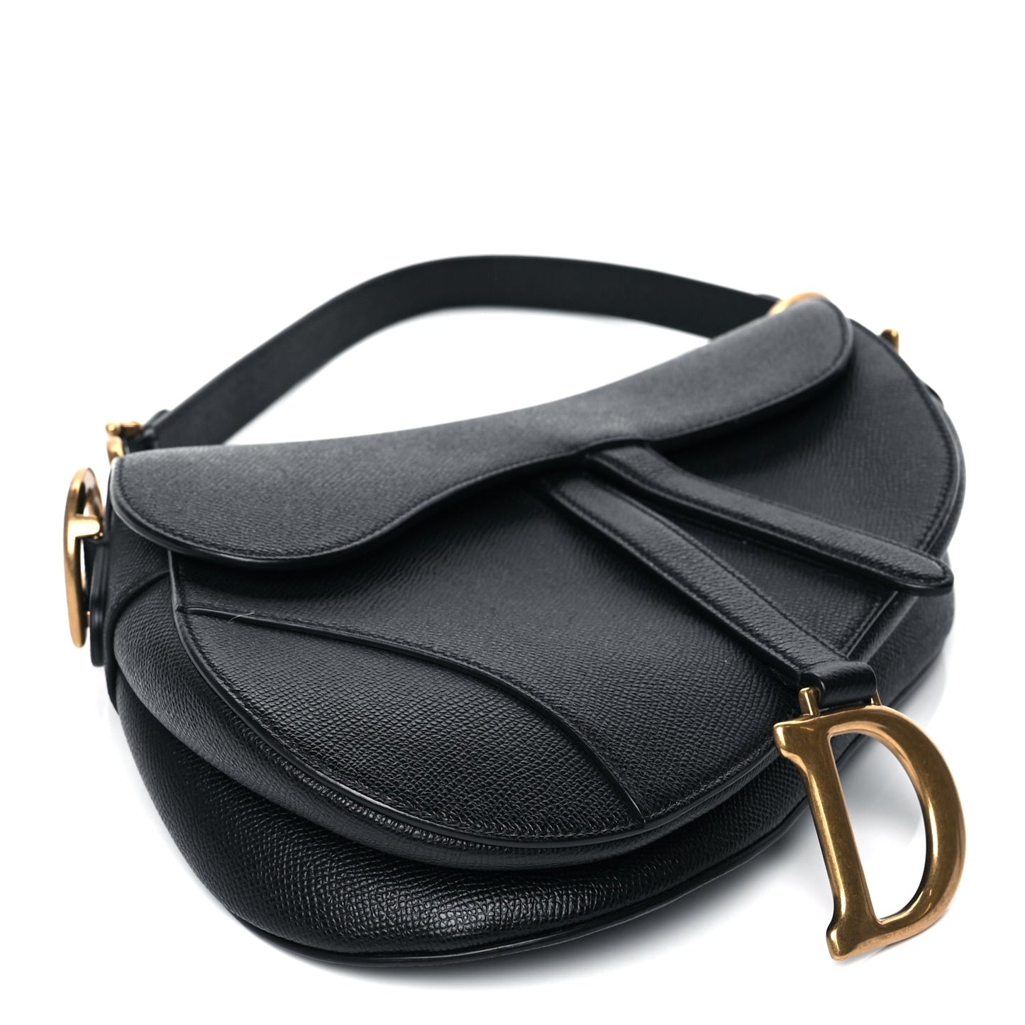 Christian Dior Grained Calfskin Saddle Bag Black