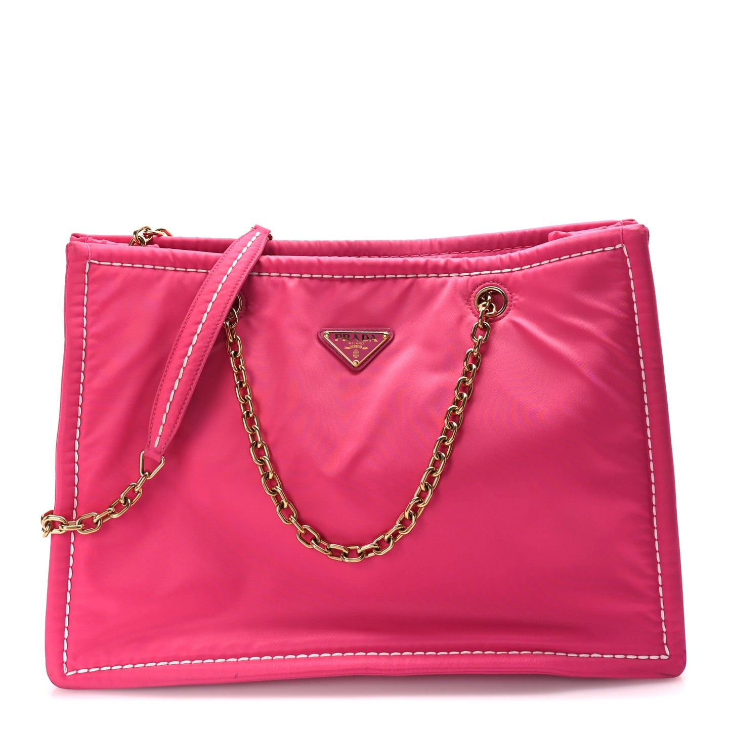 Prada Tessuto Nylon Chain Tote  Fuxia