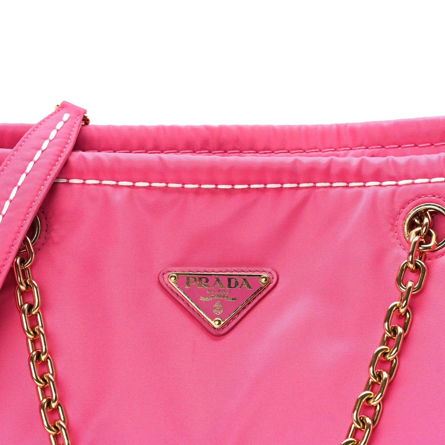 Prada Tessuto Nylon Chain Tote  Fuxia