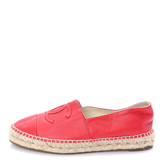 Chanel Lambskin CC Espadrilles 37  Red