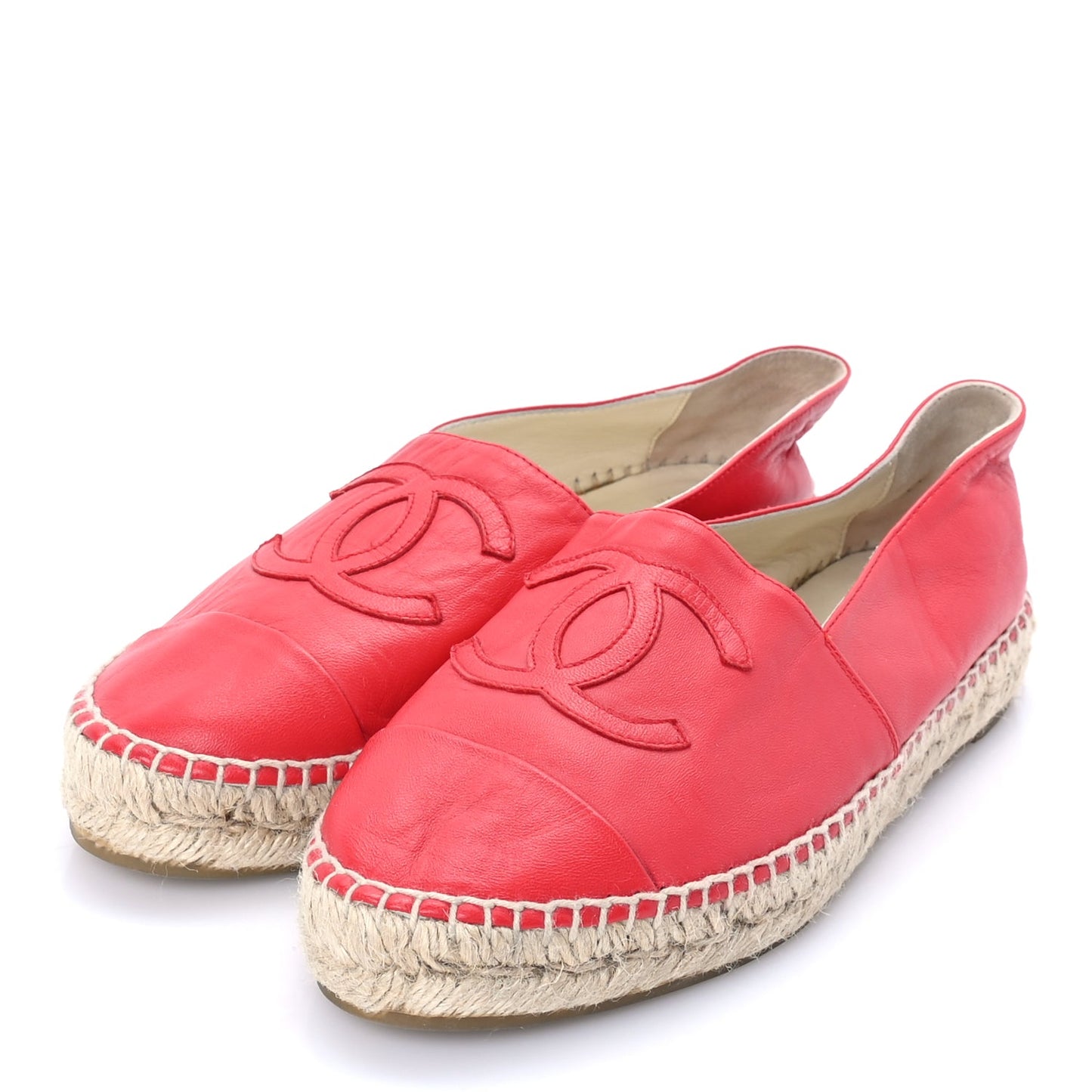 Chanel Lambskin CC Espadrilles 37  Red
