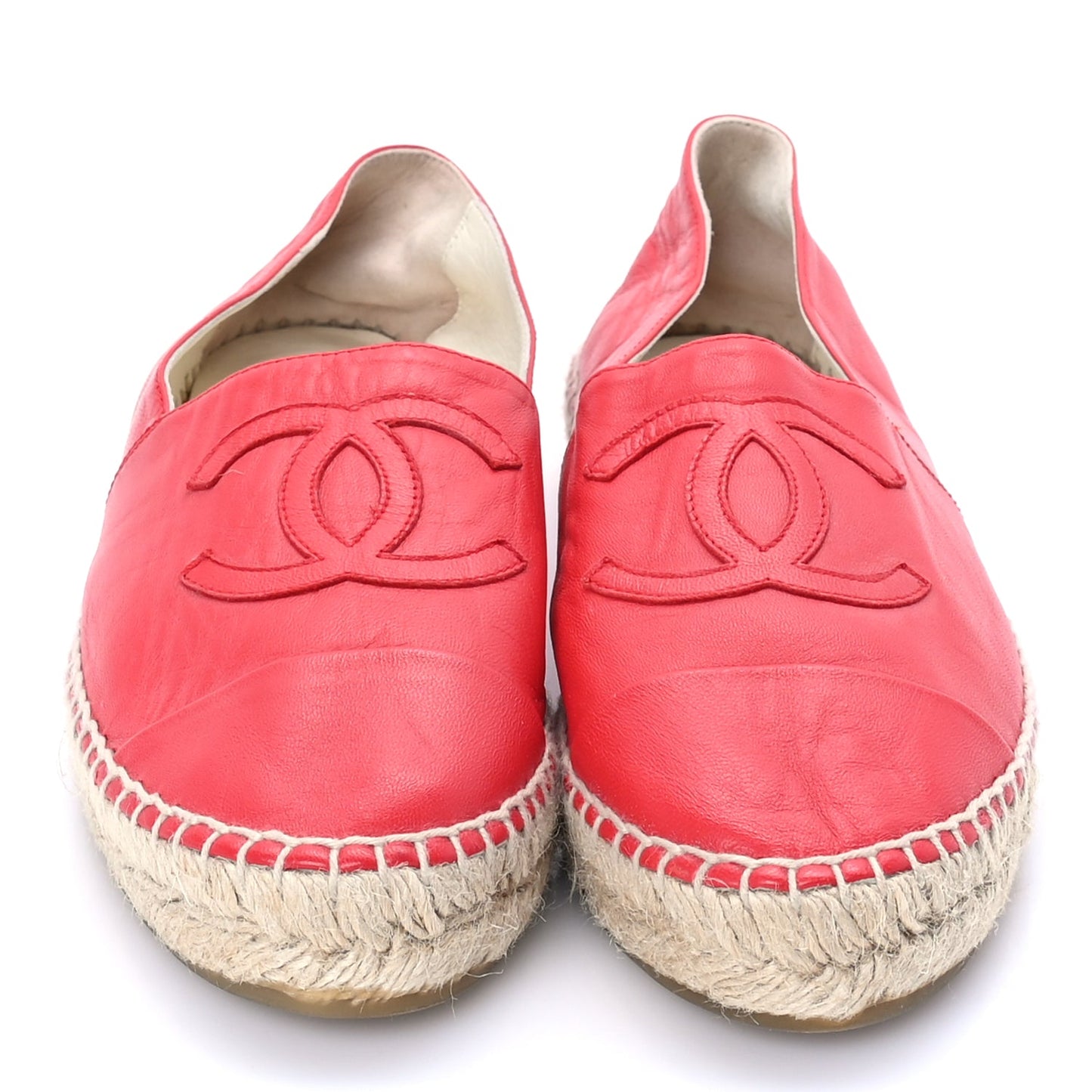 Chanel Lambskin CC Espadrilles 37  Red