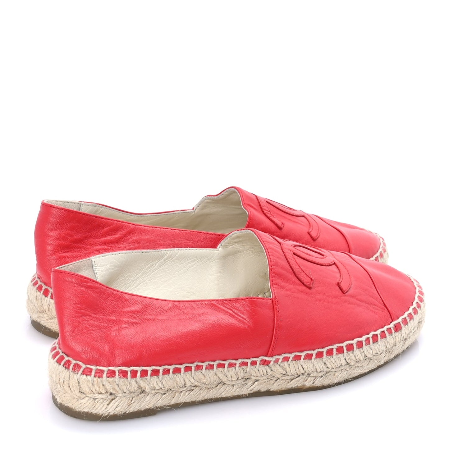 Chanel Lambskin CC Espadrilles 37  Red