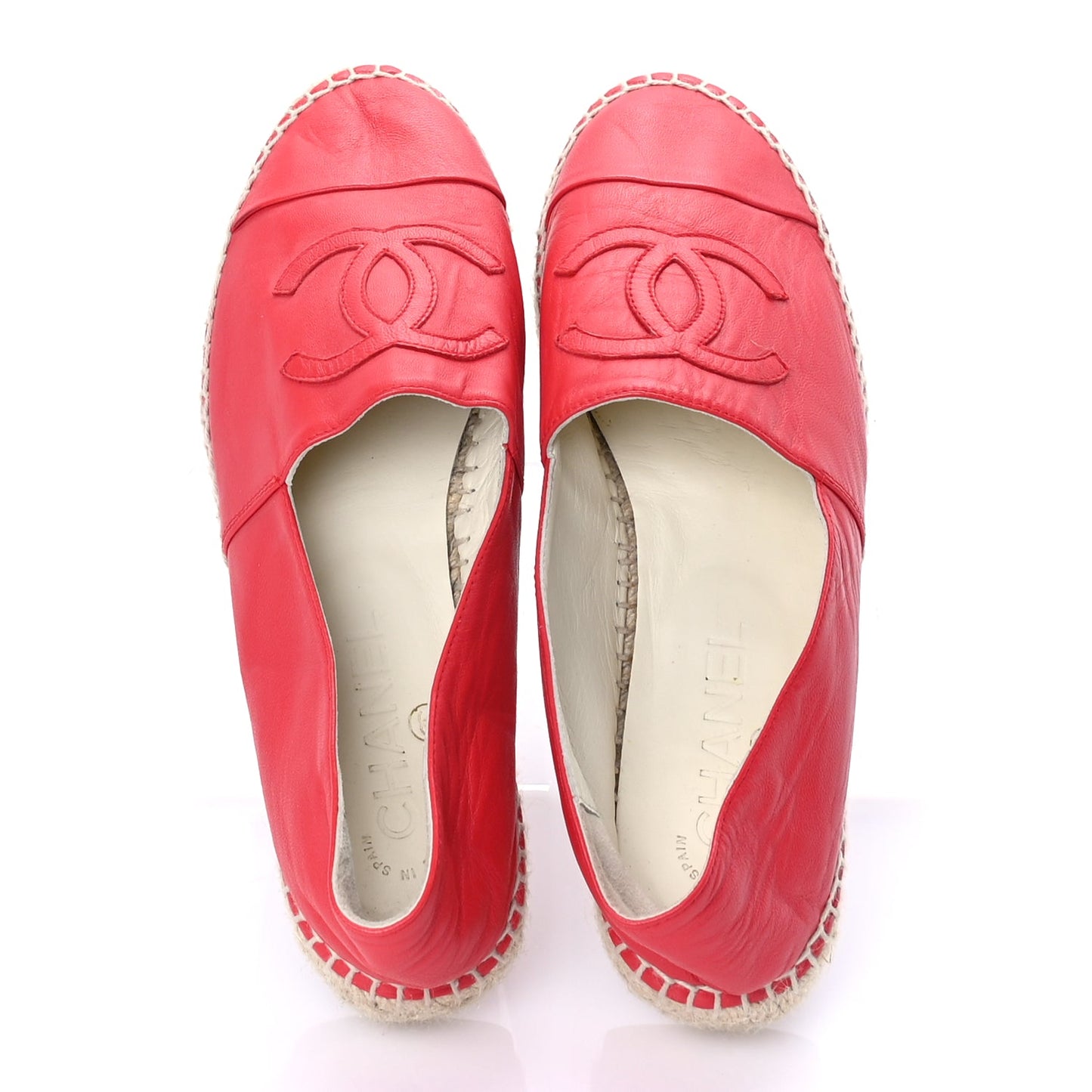 Chanel Lambskin CC Espadrilles 37  Red