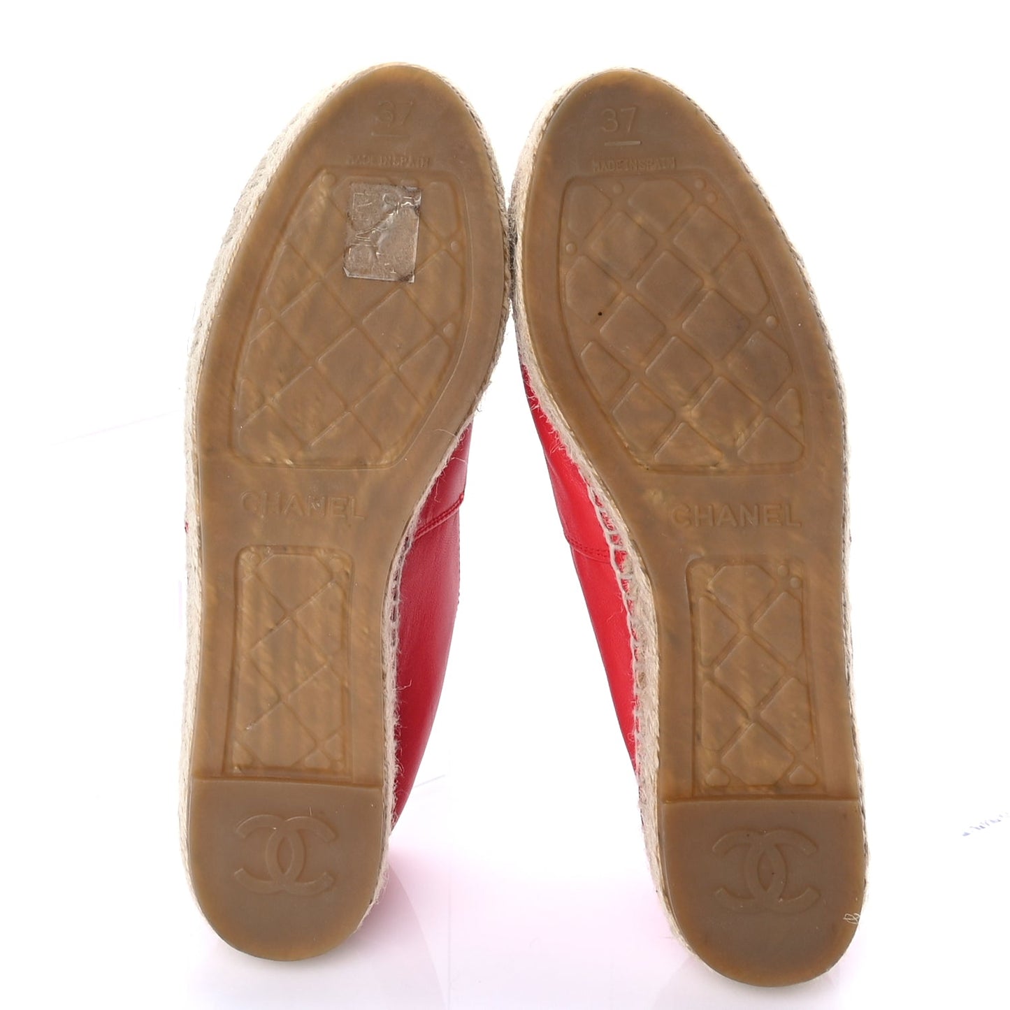 Chanel Lambskin CC Espadrilles 37  Red