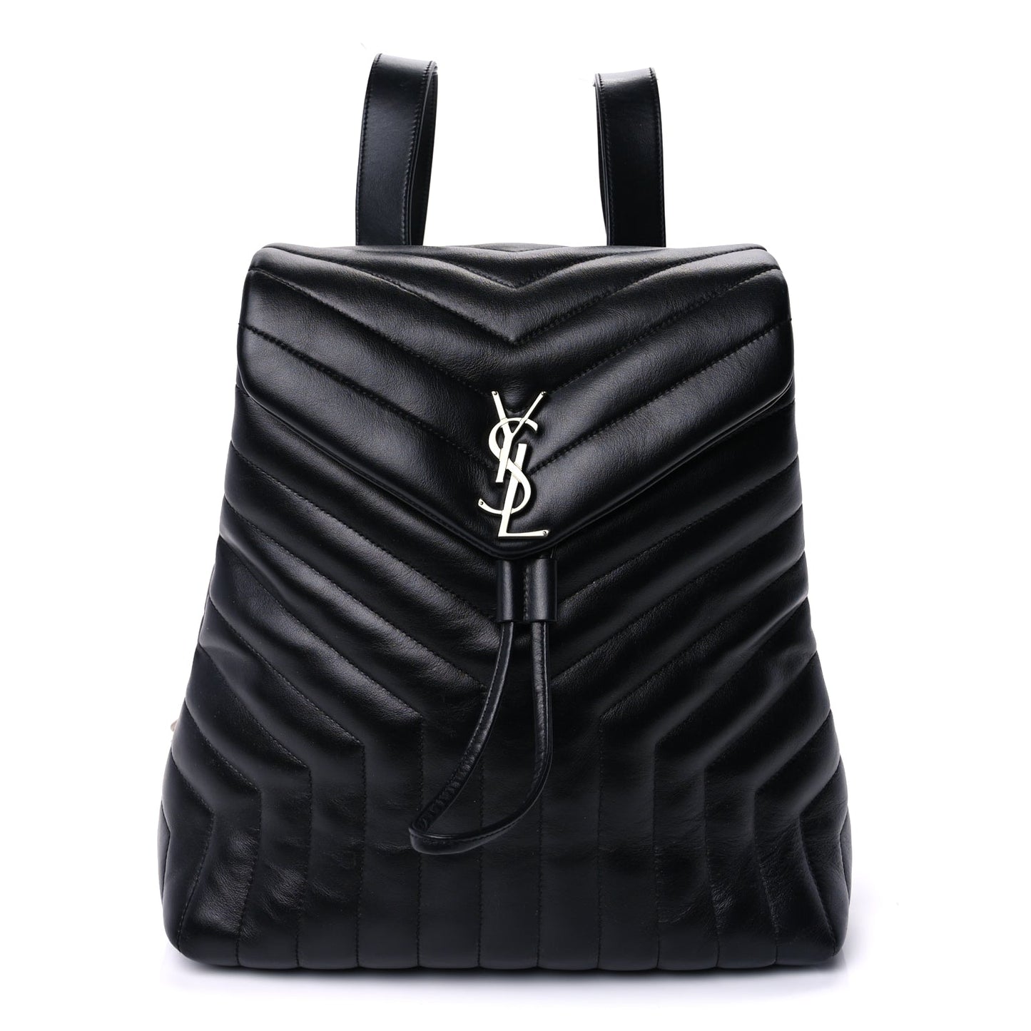 Saint Laurent Calfskin Y Quilted Monogram Medium Loulou Backpack  Black