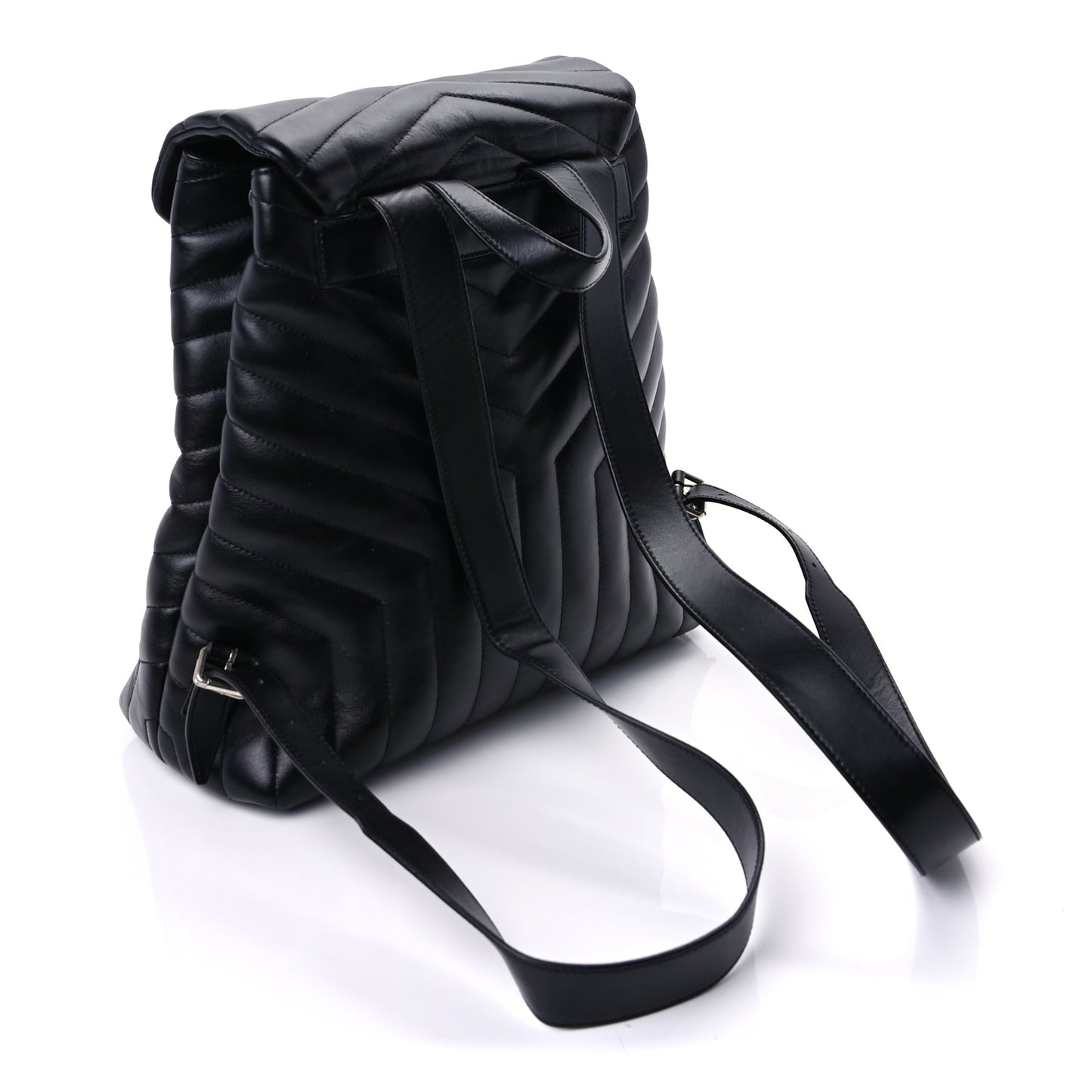 Saint Laurent Calfskin Y Quilted Monogram Medium Loulou Backpack  Black