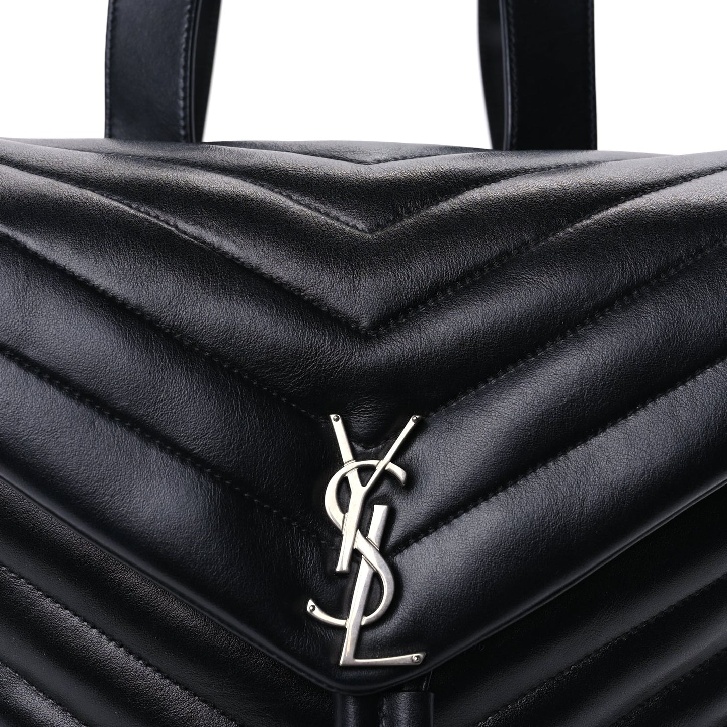 Saint Laurent Calfskin Y Quilted Monogram Medium Loulou Backpack  Black