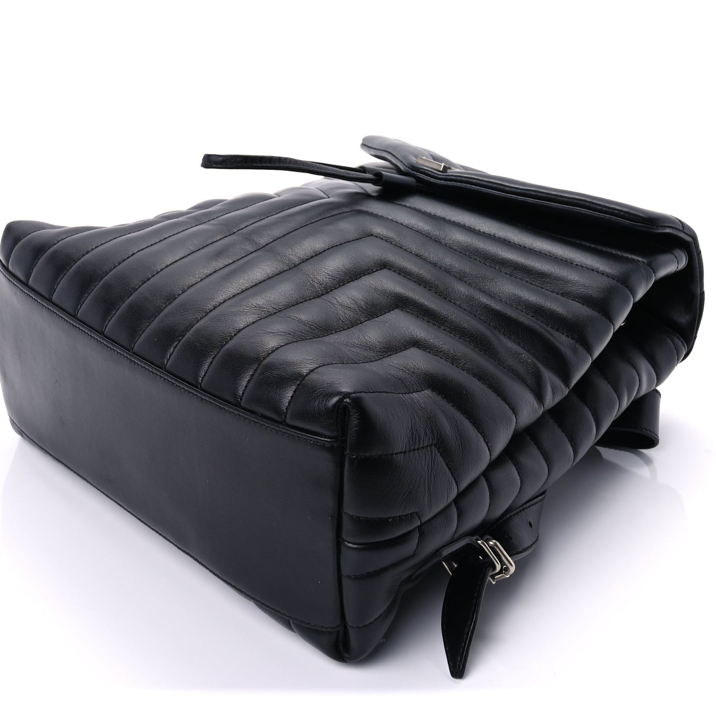 Saint Laurent Calfskin Y Quilted Monogram Medium Loulou Backpack  Black