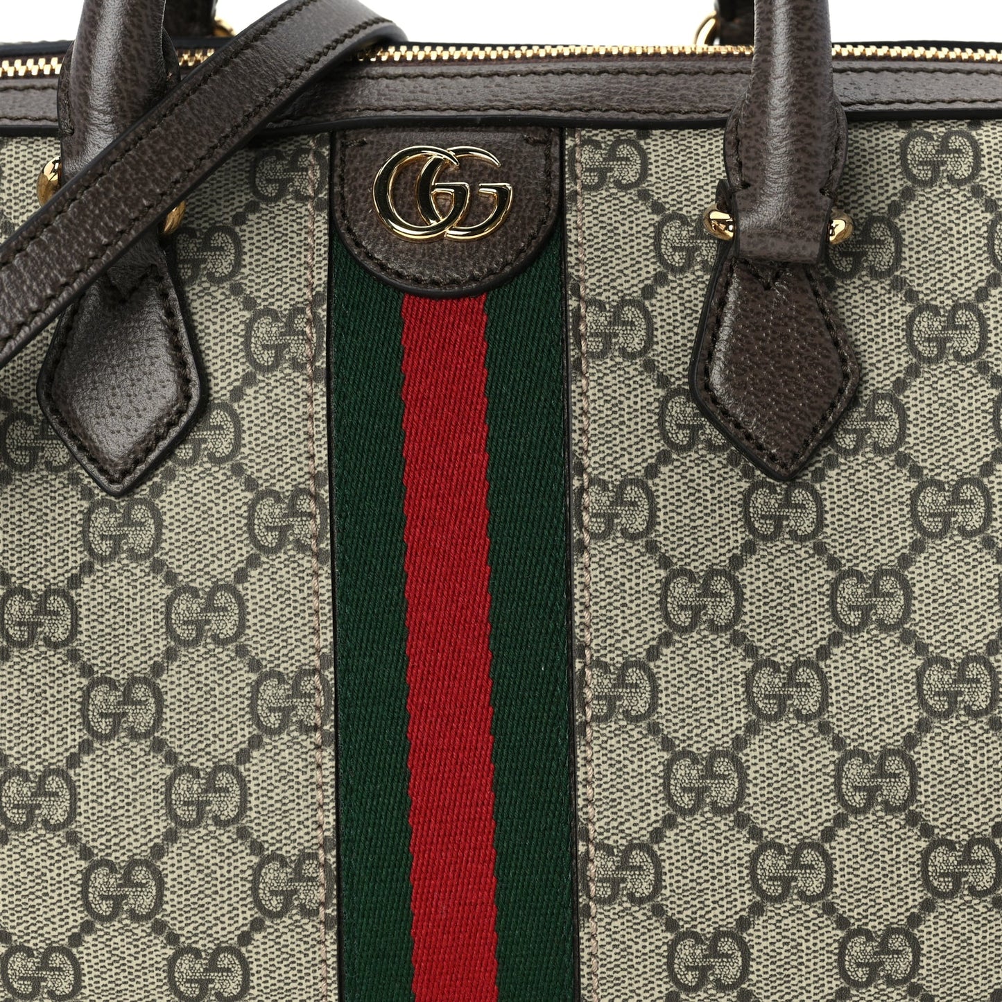 Gucci GG Supreme Monogram Web Large Ophidia Boston Bag Beige Ebony Beige Ebony