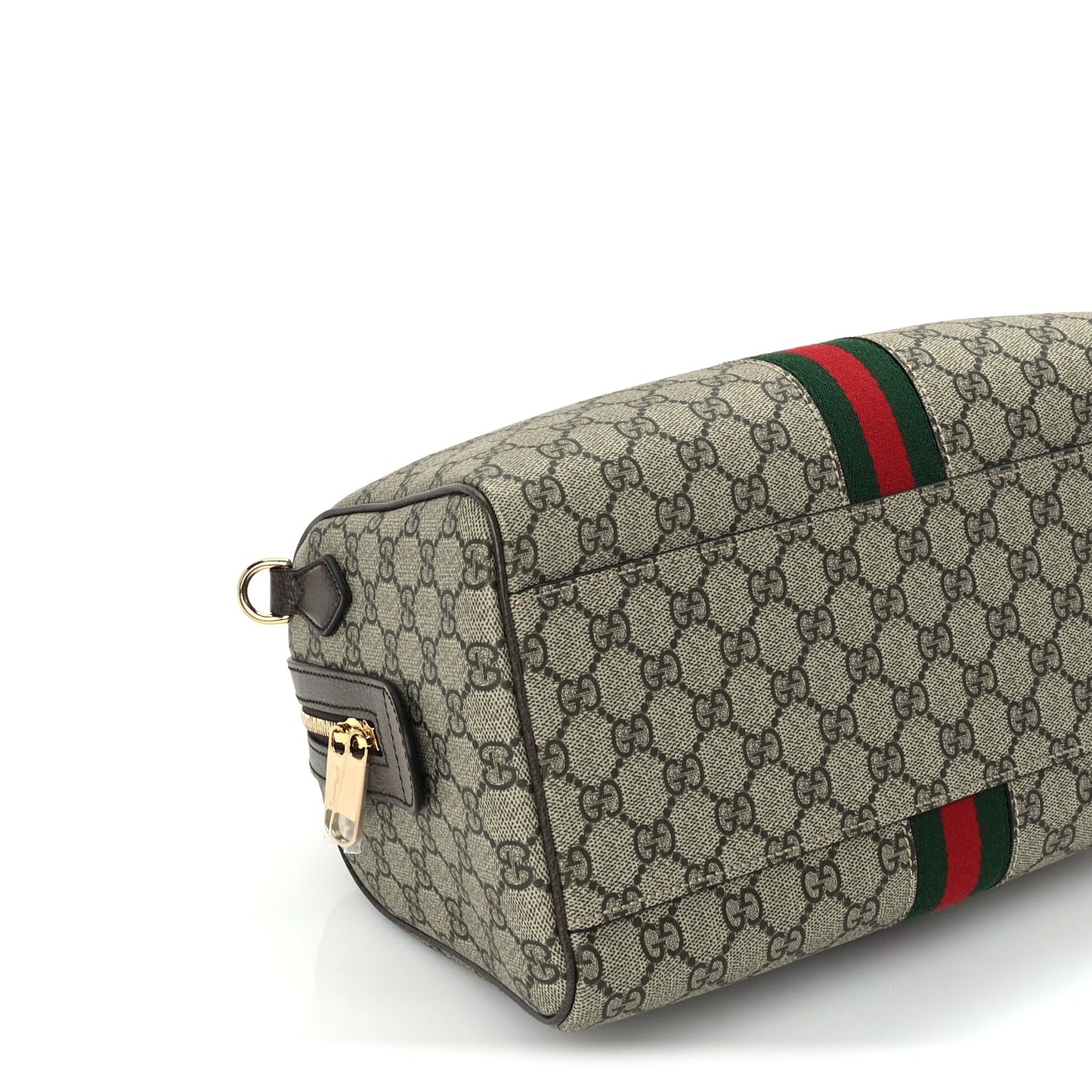 Gucci GG Supreme Monogram Web Large Ophidia Boston Bag Beige Ebony Beige Ebony