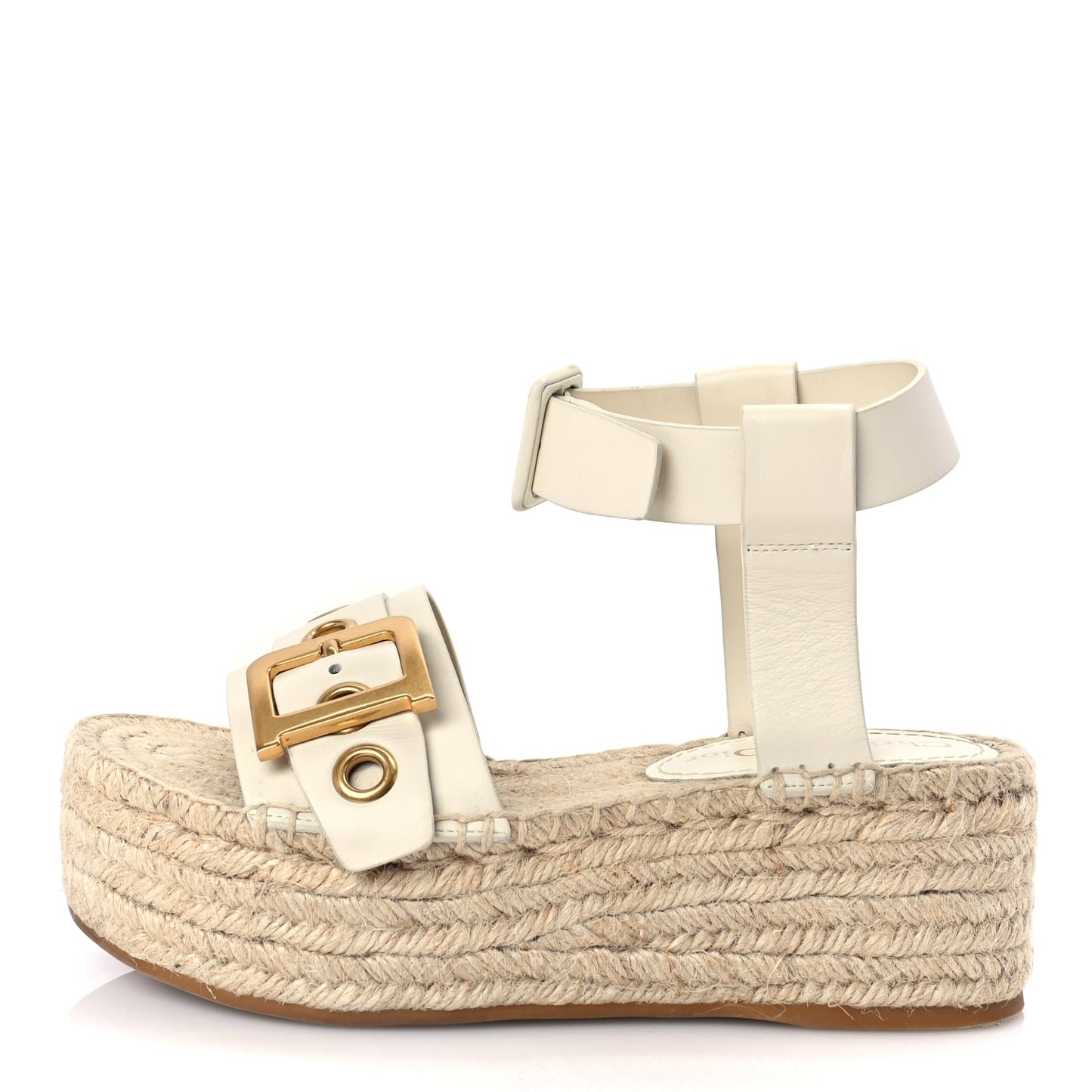 Christian Dior  Calfskin D-Dior Espadrille Platform Sandals 35 Off White