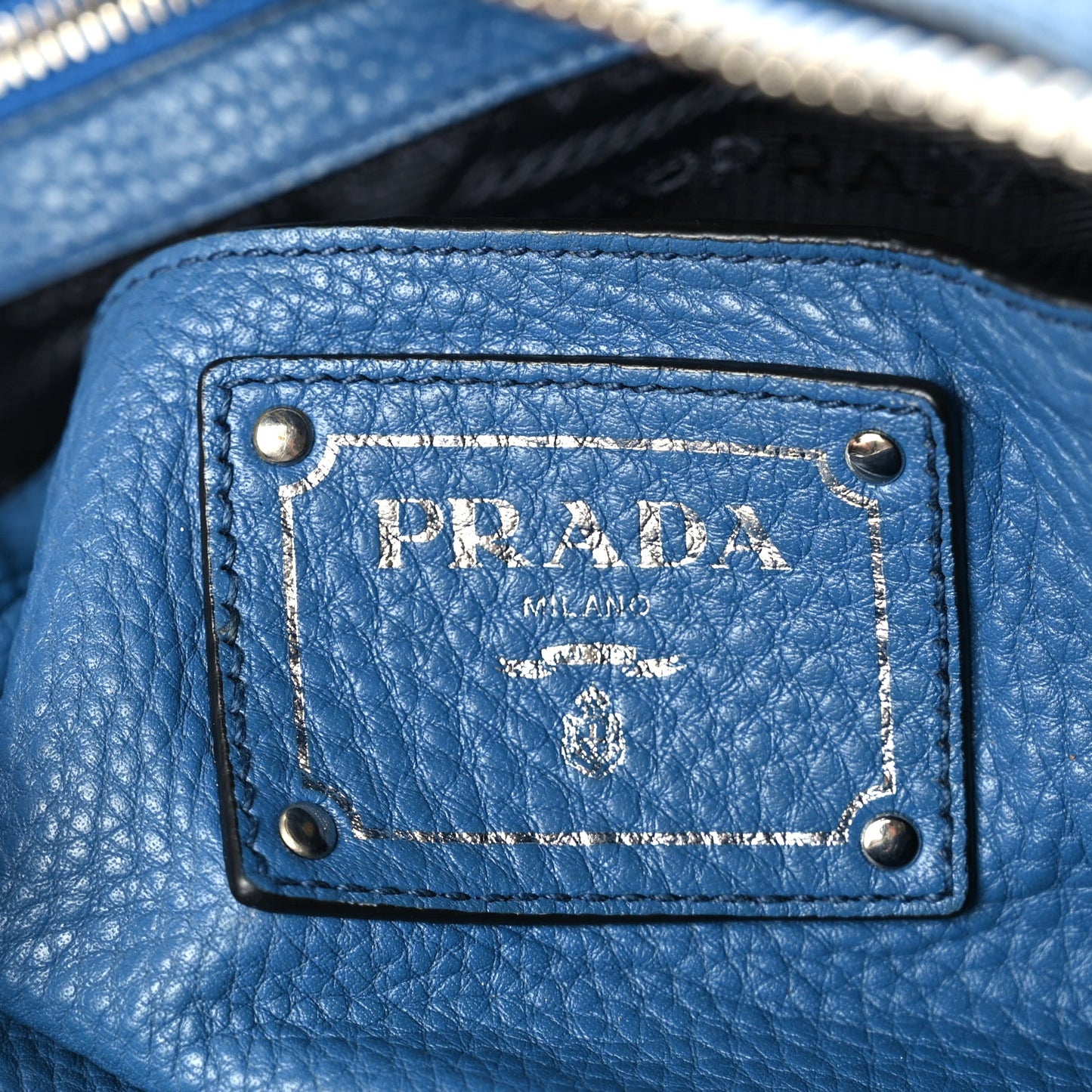 Prada Vitello Daino Shoulder Bag Cobalto