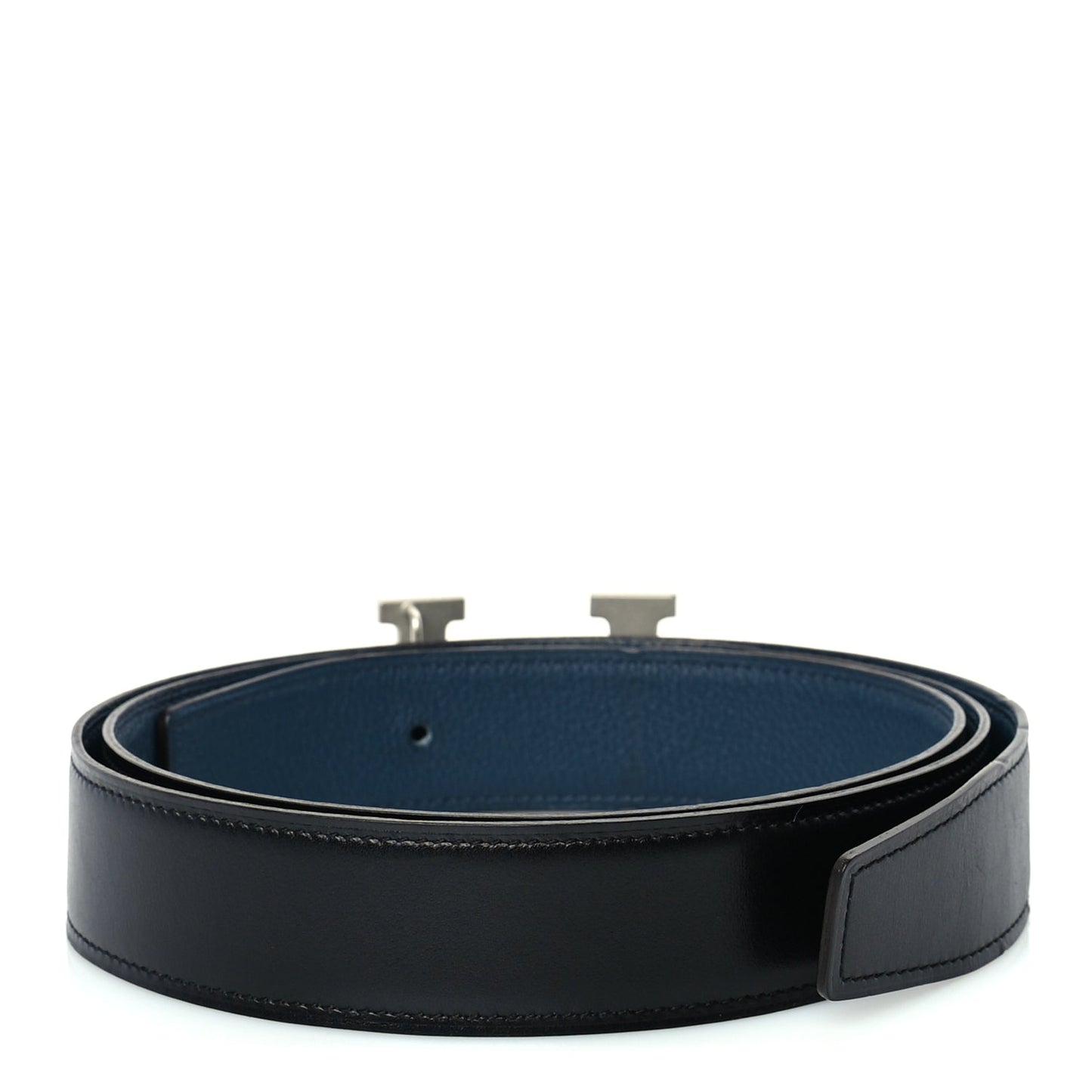 Hermes Box Togo 32mm Guilloche H Belt 120 48 Black Bleu de Prusse