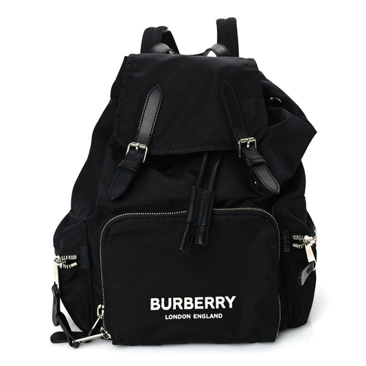 Burberry Nylon Logo Print Medium Rucksack Backpack Black