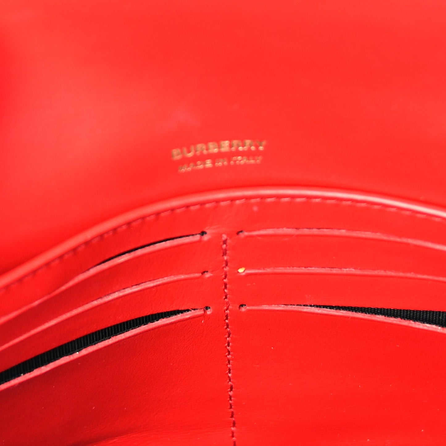 Burberry Lambskin Quilted Lola Chain Wallet  Bright Red