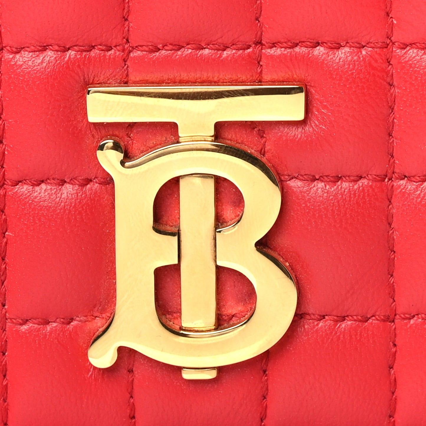 Burberry Lambskin Quilted Lola Chain Wallet  Bright Red