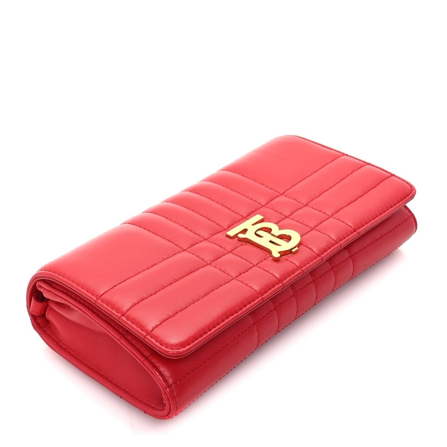 Burberry Lambskin Quilted Lola Chain Wallet  Bright Red