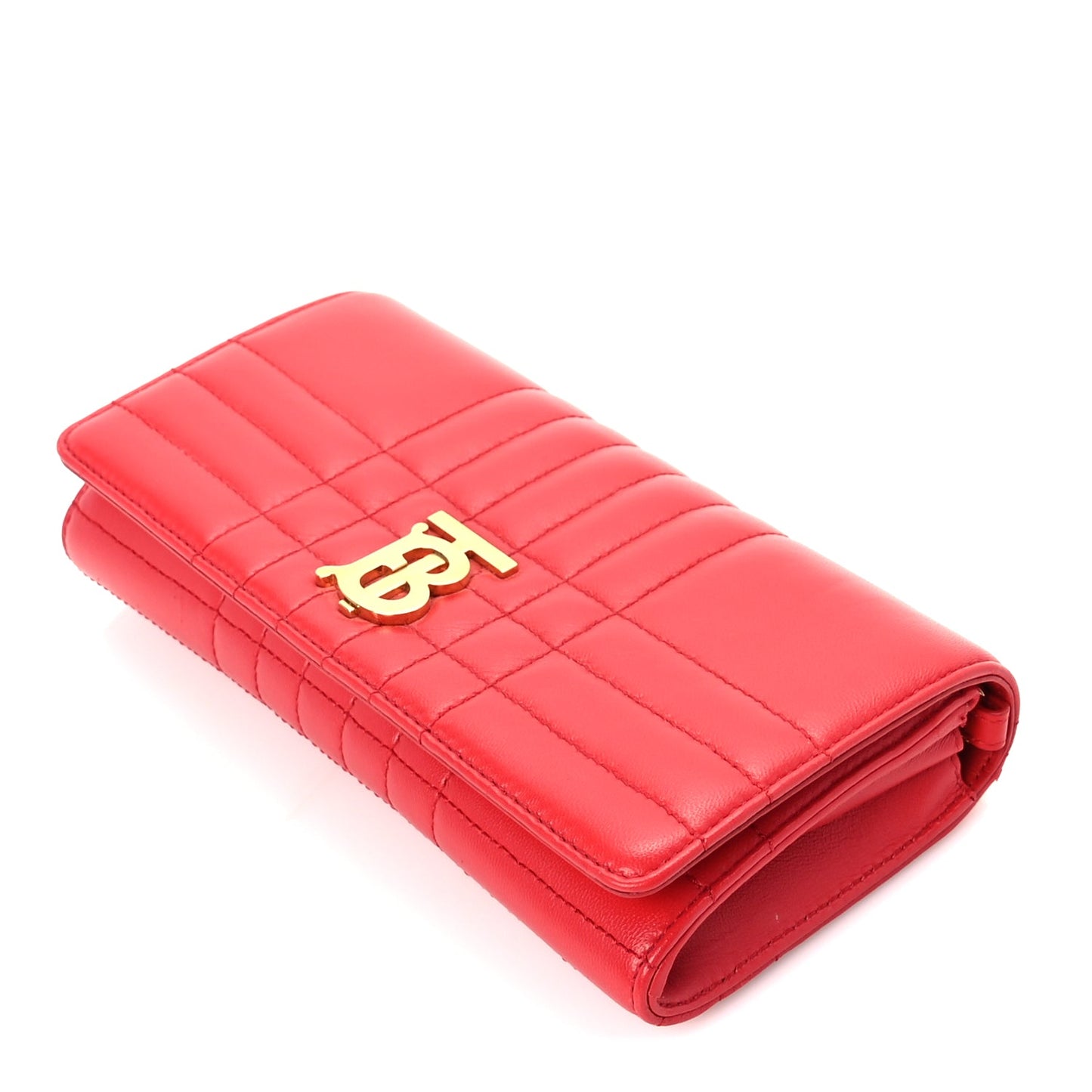 Burberry Lambskin Quilted Lola Chain Wallet  Bright Red