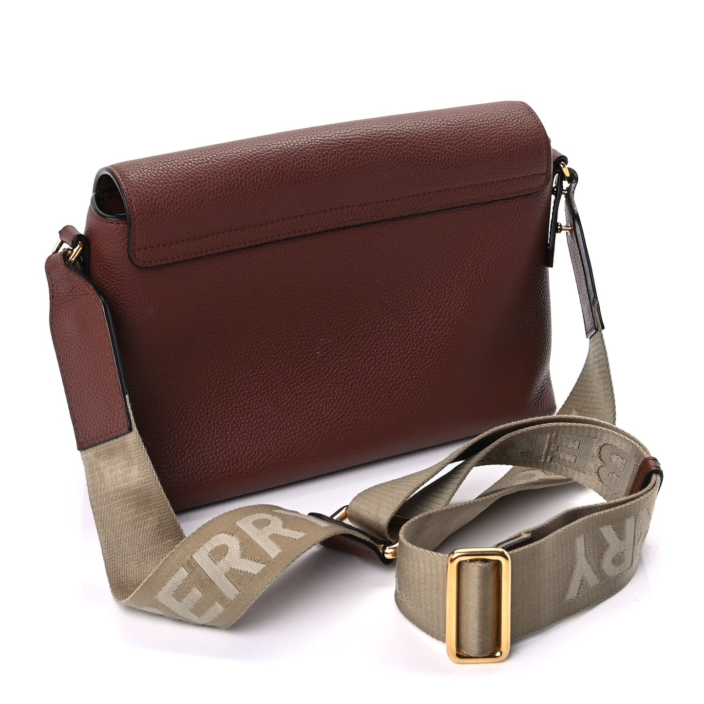 Burberry Calfskin Vintage Check Note Crossbody Bag Tan
