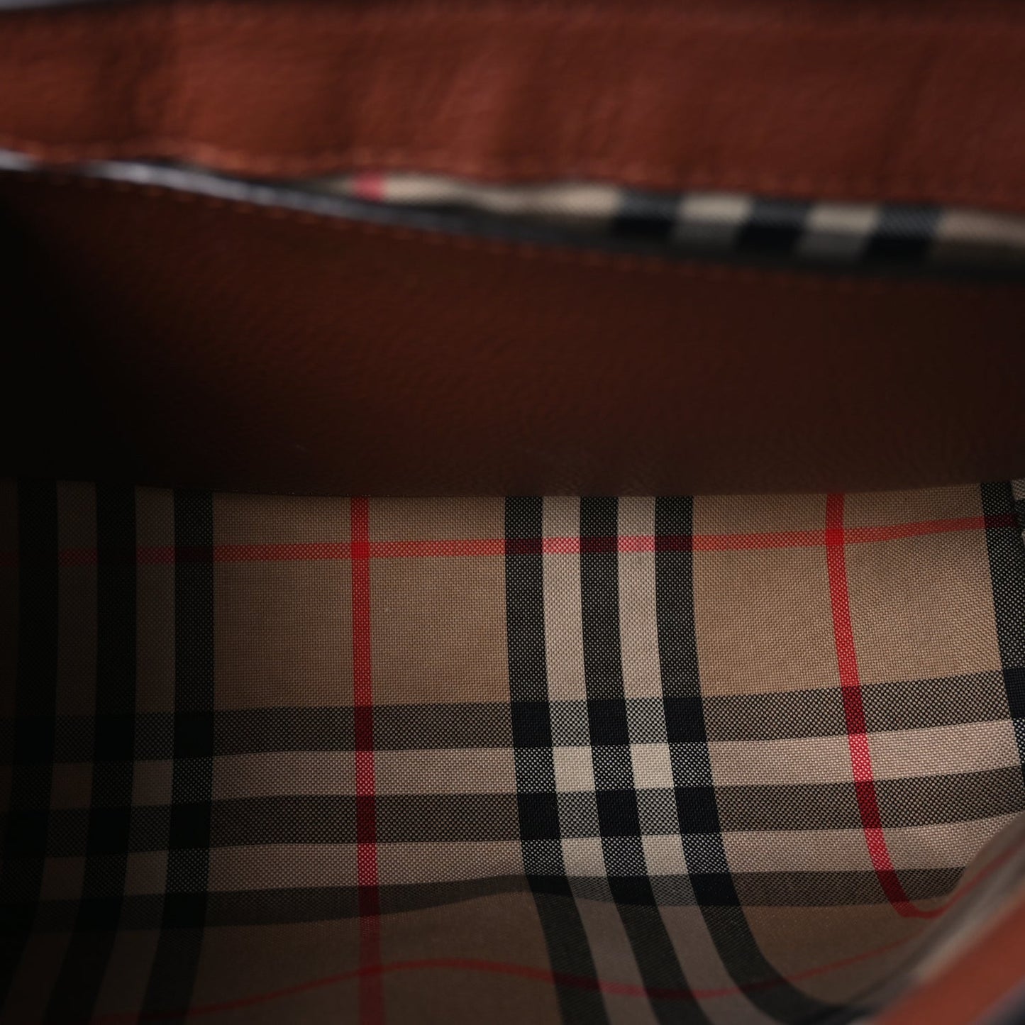 Burberry Calfskin Vintage Check Note Crossbody Bag Tan