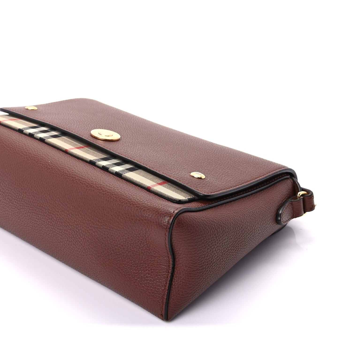 Burberry Calfskin Vintage Check Note Crossbody Bag Tan