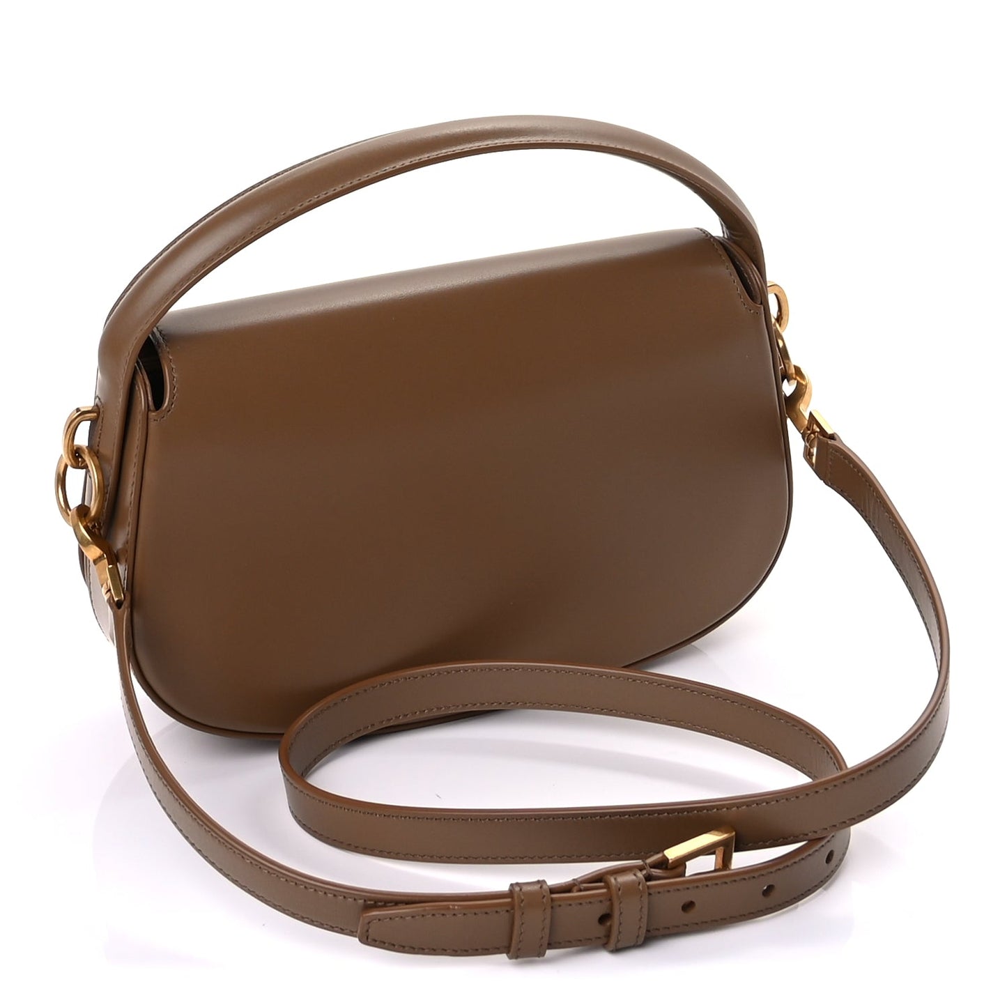 Saint Laurent Box Calfskin Mini Voltaire Shoulder Bag  Dark Cork