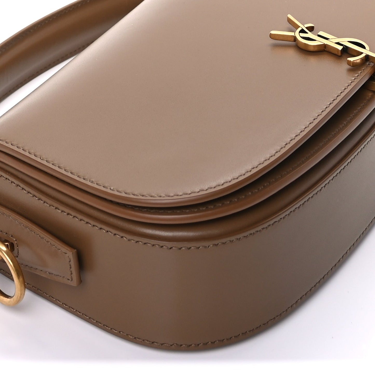 Saint Laurent Box Calfskin Mini Voltaire Shoulder Bag  Dark Cork