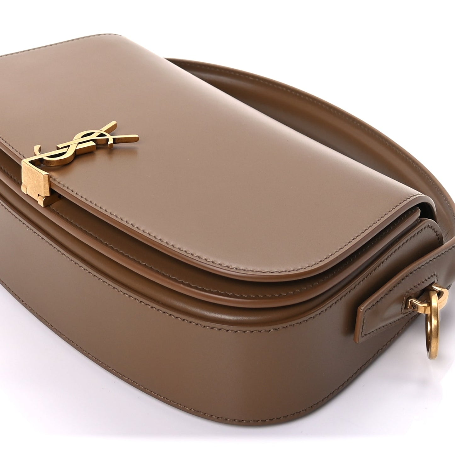 Saint Laurent Box Calfskin Mini Voltaire Shoulder Bag  Dark Cork