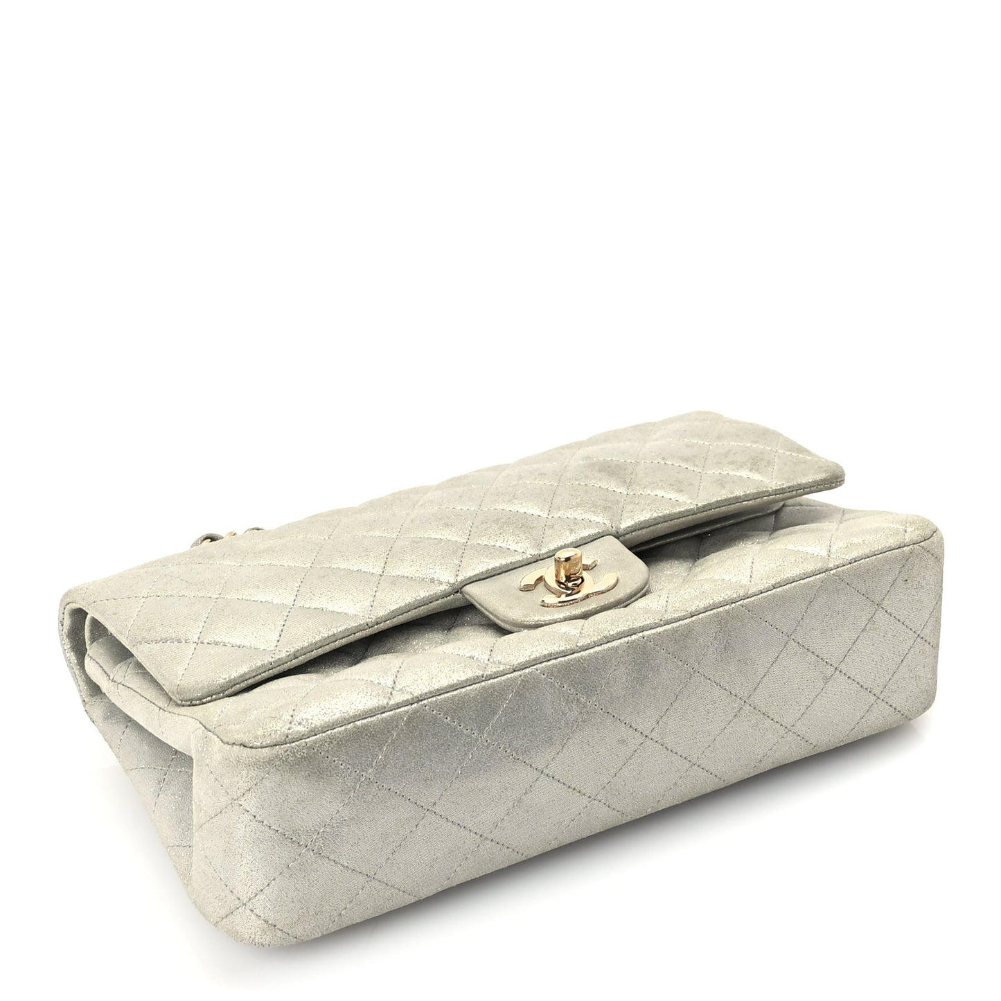 Chanel Iridescent Calfskin Quilted Medium Double Flap  Silver