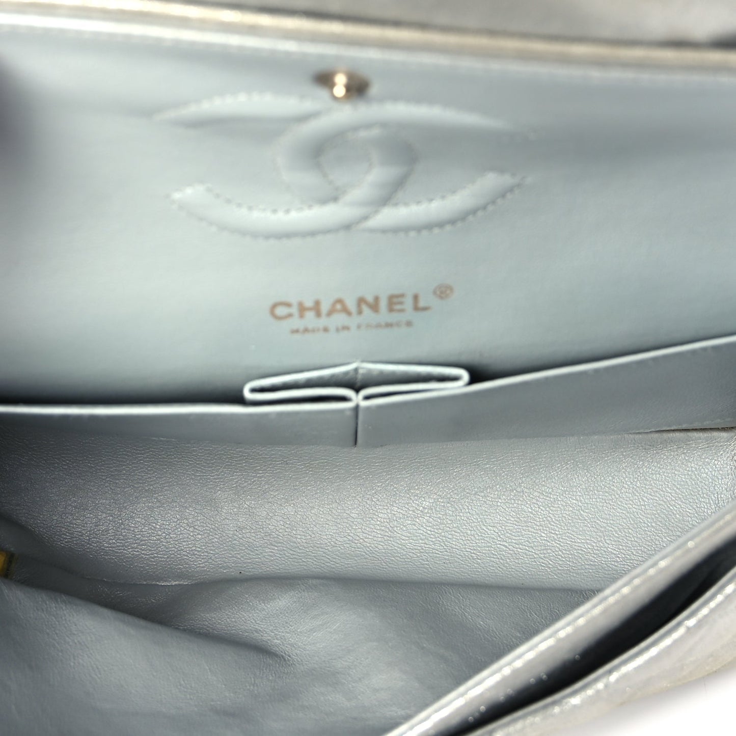 Chanel Iridescent Calfskin Quilted Medium Double Flap  Silver