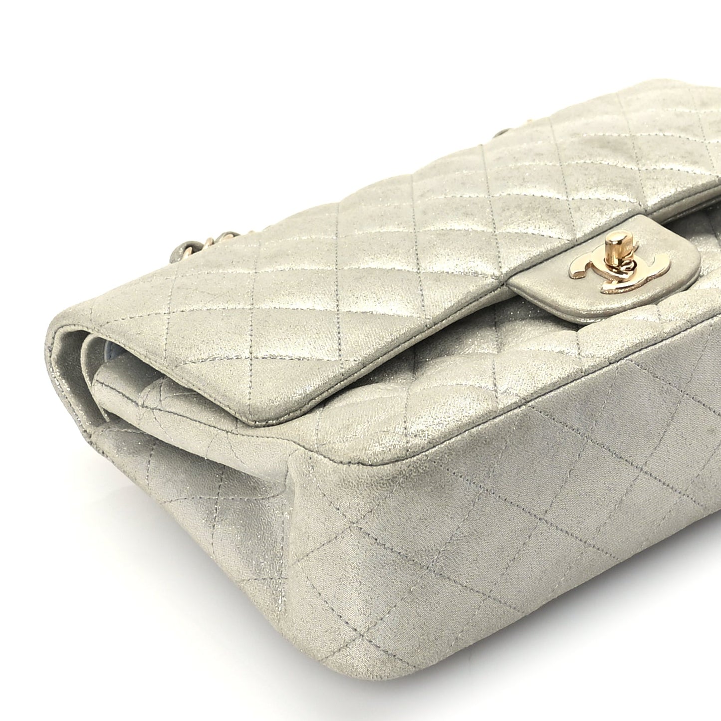 Chanel Iridescent Calfskin Quilted Medium Double Flap  Silver