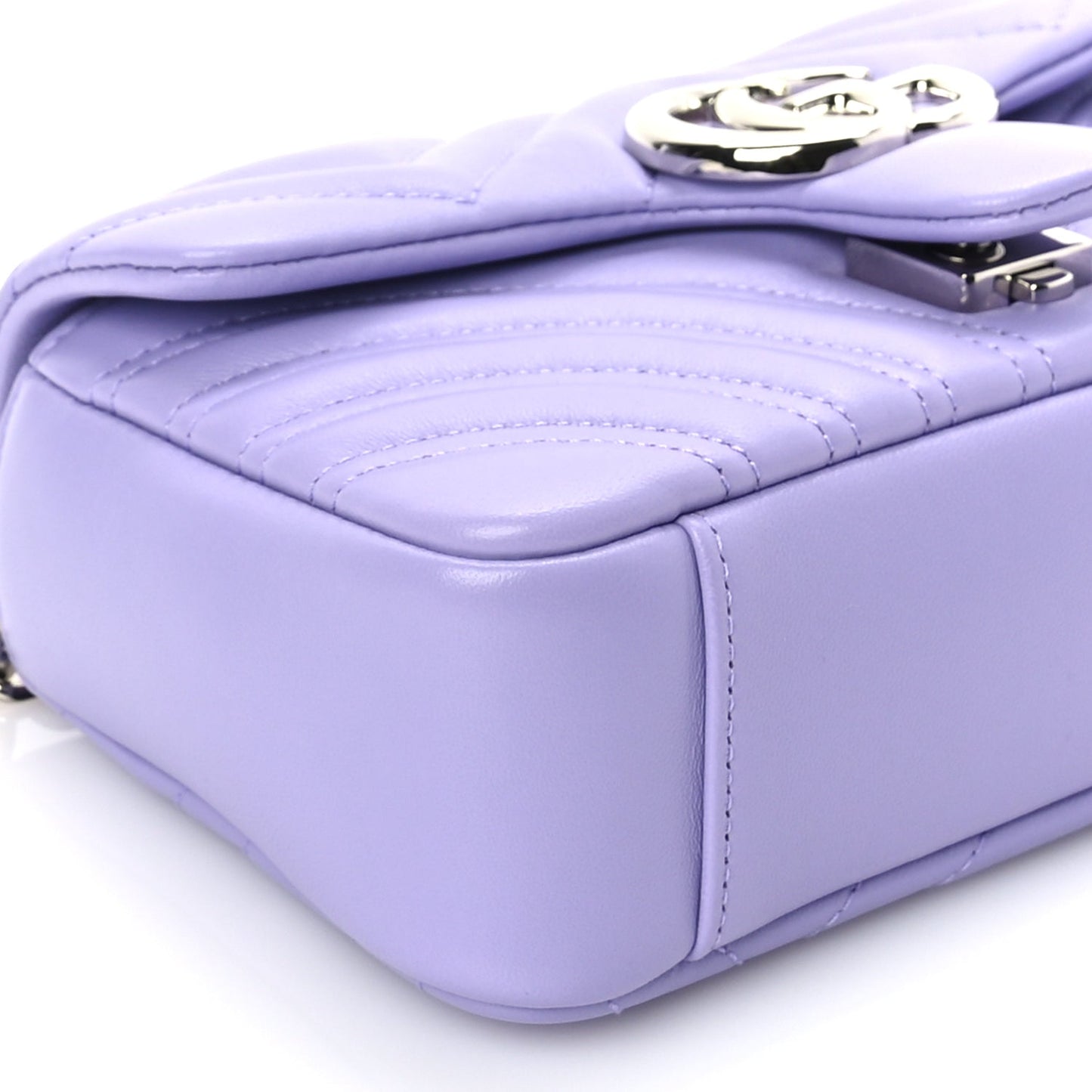 Gucci Lambskin Matelasse Small GG Marmont Shoulder Bag Lilac