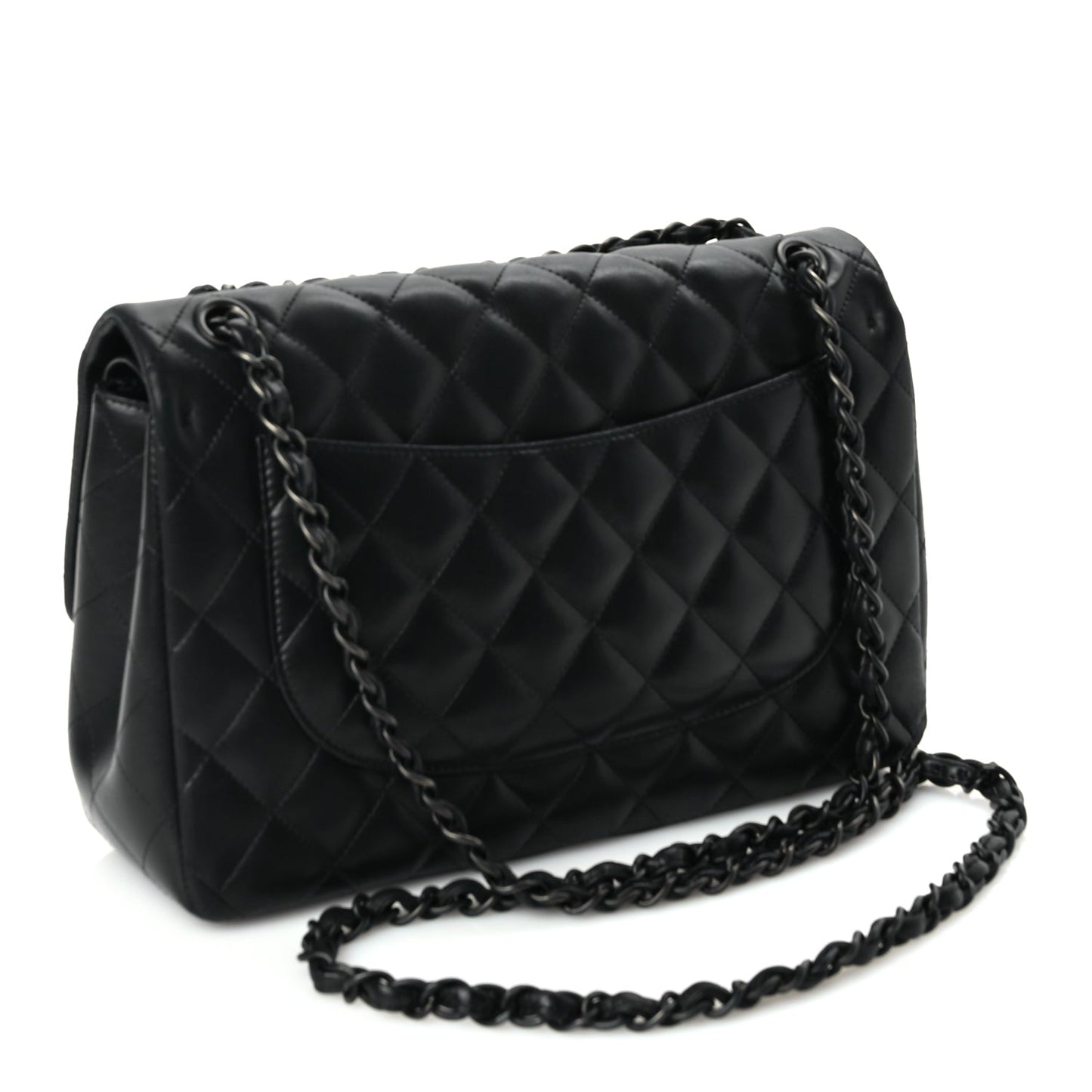 Chanel Lambskin Quilted Jumbo Double Flap So Black So Black