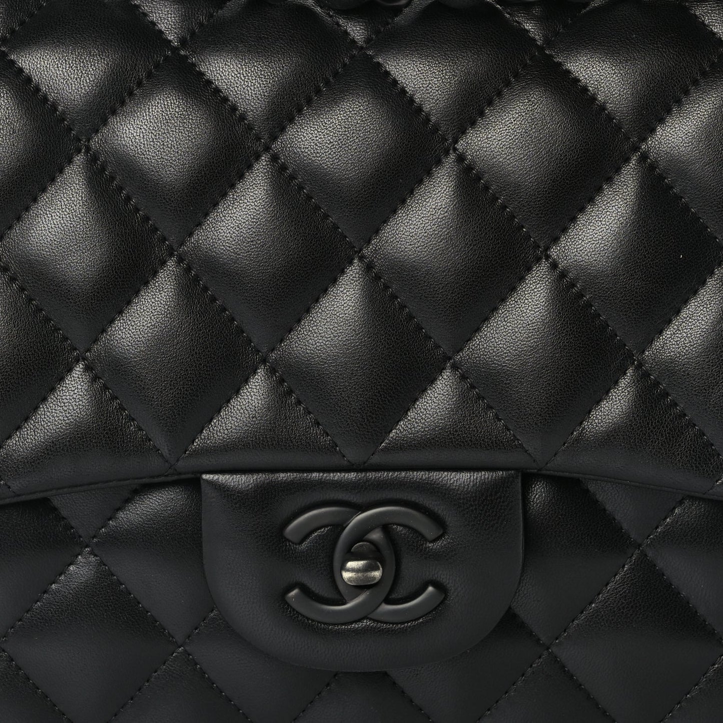 Chanel Lambskin Quilted Jumbo Double Flap So Black So Black